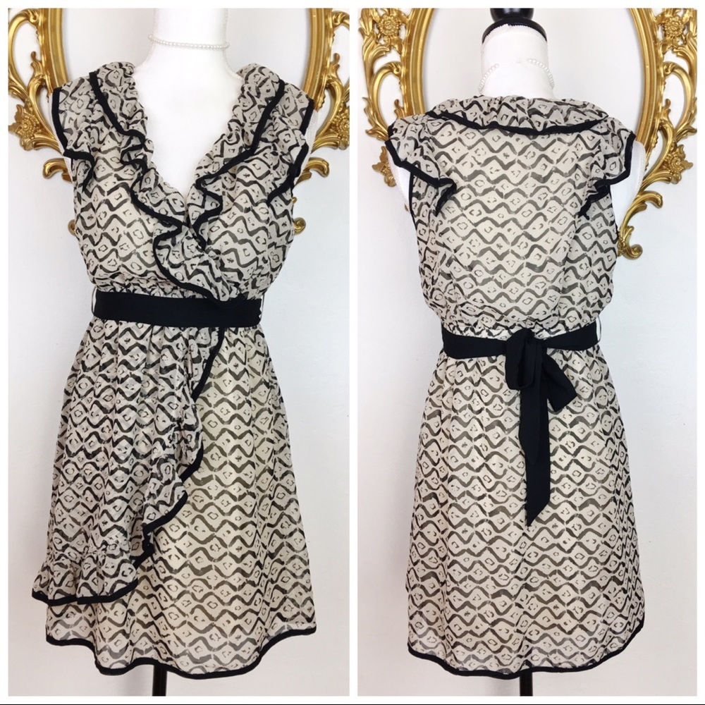 Ya Los Ángeles Beige|Black Silk Dress Size S/M